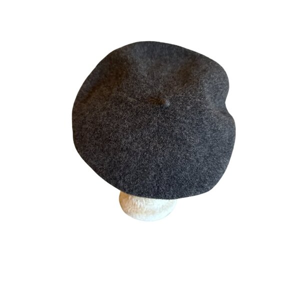 Dark Gray Wool Blend French Beret Hat For Adults - Picture 2 of 3